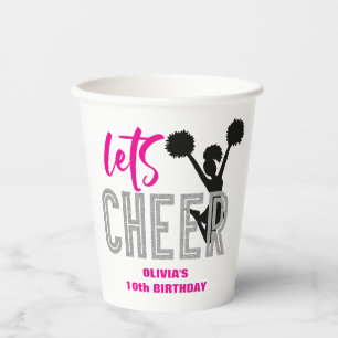 Cheerleading Roze Zilver Zwart Cheer Verjaardag Papieren Bekers