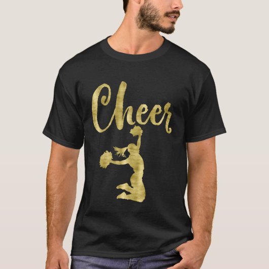 Cheerleading Script Cheer Dark Yellow T-shirt (Voorkant)