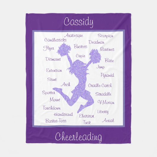 Cheerleading Terms Typografie Paars Fleece Deken (Voorkant)