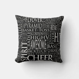 Cheerleading Word Cloud Pillow in zwart-wit Kussen