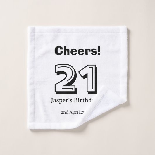 Cheers 21 birthday bold letter name boy man gifts  (Gant de toilette)