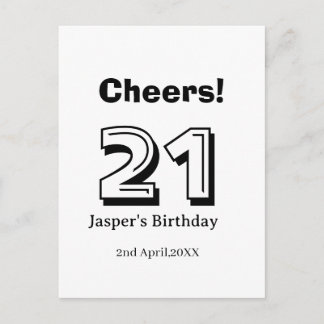 Cheers 21 birthday bold letter name boy man gifts  briefkaart