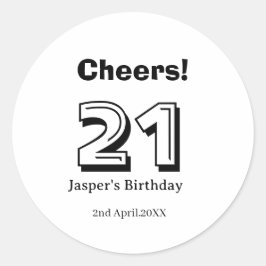 Cheers 21 birthday bold letter name boy man gifts  ronde sticker