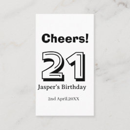 Cheers 21 birthday bold letter name boy man gifts  visitekaartje