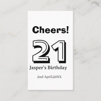 Cheers 21 birthday bold letter name boy man gifts  visitekaartje