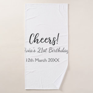Cheers 21ste verjaardag naam toevoegen datum eenvo badhanddoek