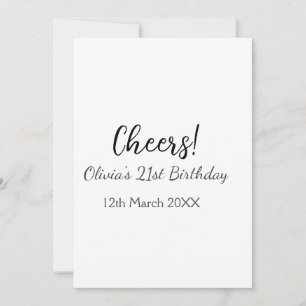 Cheers 21ste verjaardag naam toevoegen datum eenvo kaart