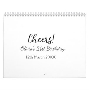 Cheers 21ste verjaardag naam toevoegen datum eenvo kalender