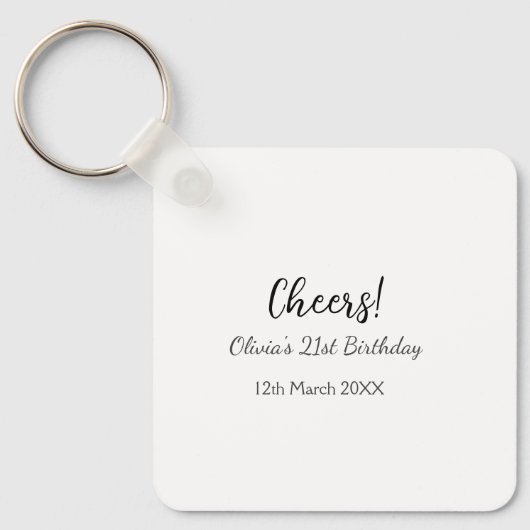 Cheers 21ste verjaardag naam toevoegen datum eenvo sleutelhanger (Voorkant)