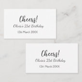 Cheers 21ste verjaardag naam toevoegen datum eenvo visitekaartje (Voorkant / Achterkant)
