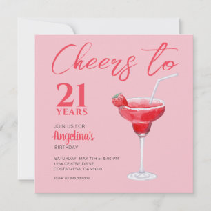 Cheers 21ste verjaardag roze kaart