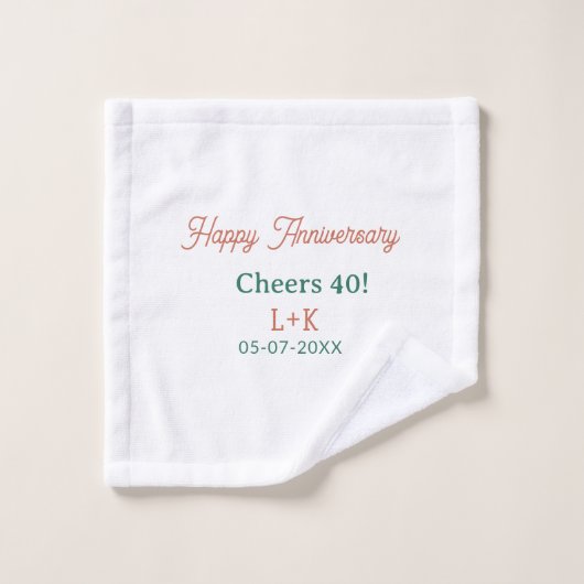 Cheers 40 joyeux anniversaire orange vert nom date (Gant de toilette)