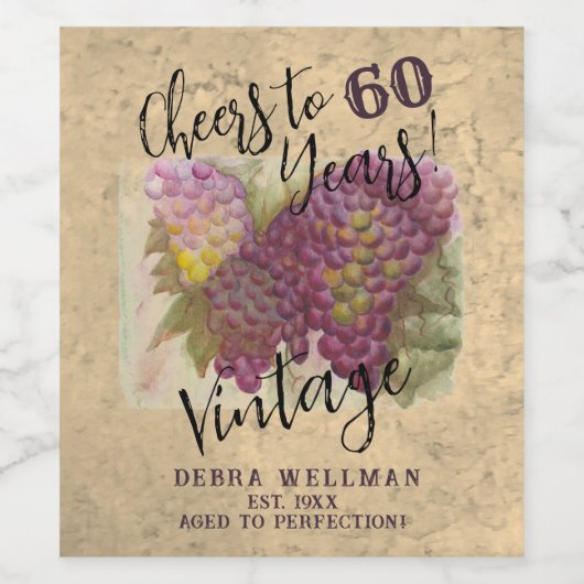 Cheers 60e verjaardag wijnmakerij wijn etiket (Enkel label)