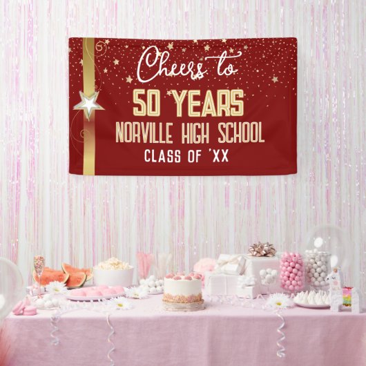 CHEERS à 50 ans! Bannière Réunion de classe PERSON (Fête)