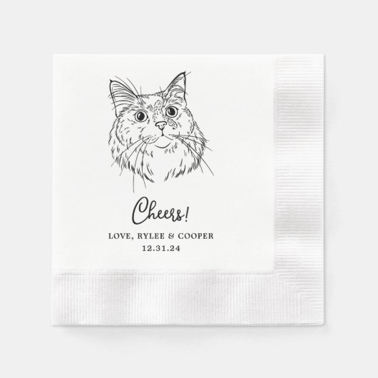Cheers Aangepaste kat getrokken Cocktail servetten (Voorkant)