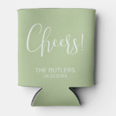Cheers! Aangepaste Sage Groene Bruiloft Koelbox Blikjeskoeler (Voorkant)