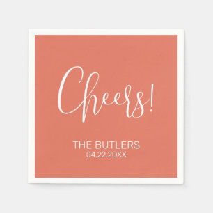 Cheers! Aangepaste terracotta bruiloft servetten