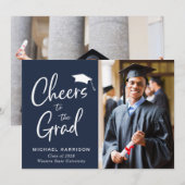 Cheers Afstudeerder 2 Fotoblauw Afstuderen Aankondiging (Voorkant / Achterkant)