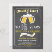 Cheers and Beers 16th Birthday Invitation Card (Devant)