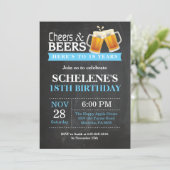 Cheers and Beers 18th Birthday Invitation Card Kaart (Staand voorkant)