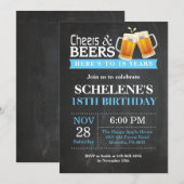 Cheers and Beers 18th Birthday Invitation Card Kaart (Voorkant / Achterkant)