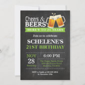 Cheers and Beers 21e Anniversaire Invitation Card (Devant)