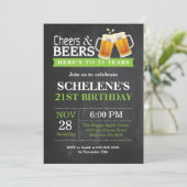 Cheers and Beers 21e Anniversaire Invitation Card (Debout devant)