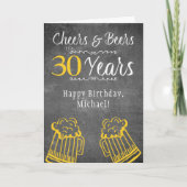 Cheers and beers 30e man mijlpaal verjaardag grapp kaart (Voorkant)