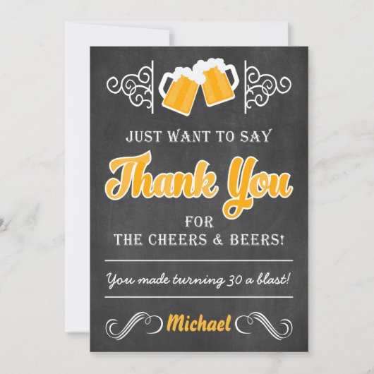 Cheers and Beers 30th Birthday Hartelijk dank Bedankkaart (Voorkant)