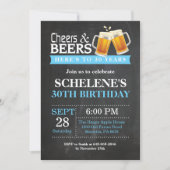 Cheers and Beers 30th Birthday Invitation Card Kaart (Voorkant)