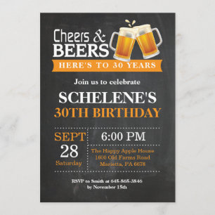 Cheers and Beers 30th Birthday Invitation Card Kaart