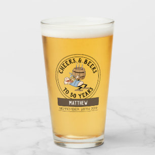 Cheers and Beers 50th Birthday Cartoon Glas