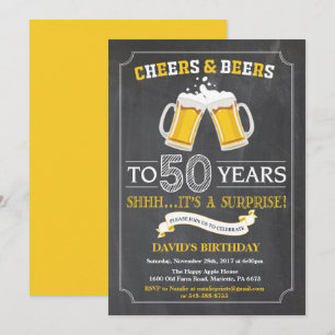 Cheers and Beers 50th Birthday Invitation Card Kaart