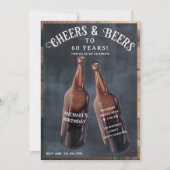 Cheers and Beers 60th Beer Birthday Party Kaart (Voorkant)