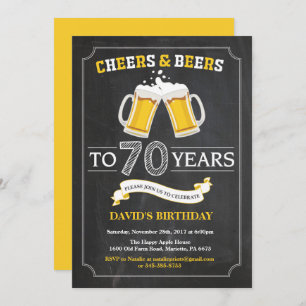 Cheers and Beers 70th Birthday Invitation Card