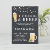 Cheers and Beers Baby Shower Chalkboard Kaart (Staand voorkant)