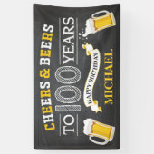 Cheers and Beers Happy 100th Birthday Banner (Verticaal)