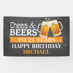 Cheers and Beers Happy 21st Birthday Banner Sinaas