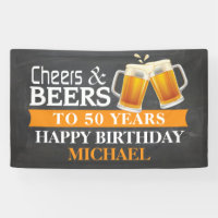 Cheers and Beers Happy 50th Birthday Banner Sinaas