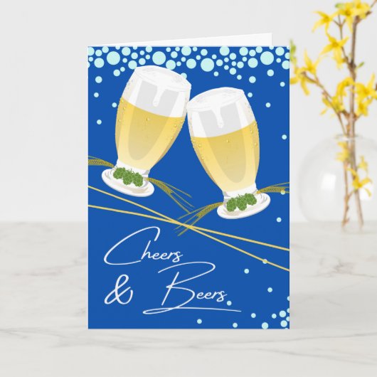 Cheers and Beers Happy Jubileum Hops and Bubble Kaart (Gele Bloem)
