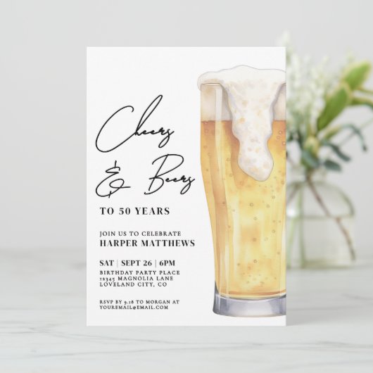 Cheers And Beers Men's Birthday Kaart (Staand voorkant)