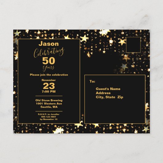 Cheers and Beers Modern 50e verjaardag Uitnodiging Briefkaart (Achterkant)