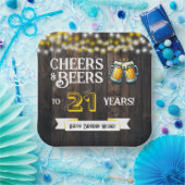 Cheers and Beers to 21 Years Rustic Birthday Papieren Bordje (Feest)