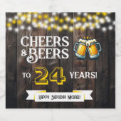 Cheers and Beers to 24 Years Rustic Birthday Bier Etiket (Enkel label)