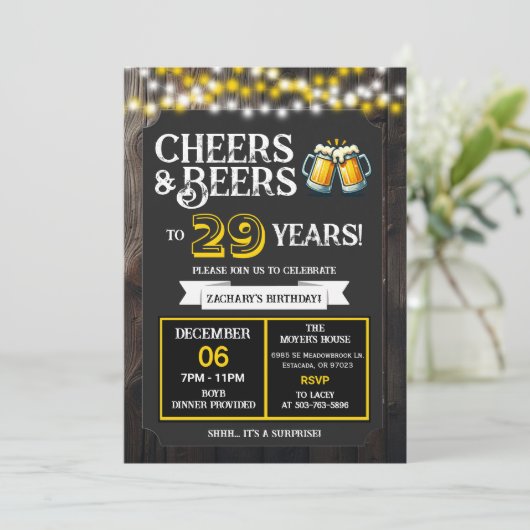 Cheers and Beers to 29 Years Surprise Backyard Kaart (Staand voorkant)