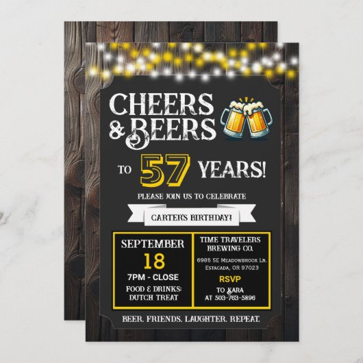 Cheers and Beers to 57 Years Brewery Birthday Kaart (Voorkant / Achterkant)