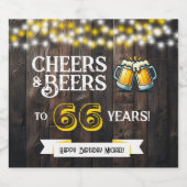 Cheers and Beers to 66 Years Rustic Birthday Bier Etiket (Enkel label)