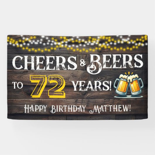 Cheers and Beers to 72 Years Birthday Party Banner (Horizontaal)