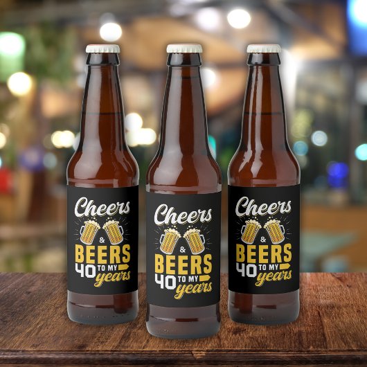 Cheers and Beers to my 40 Years, Fun Any Birthday Bier Etiket