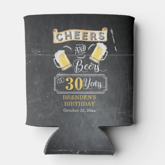 Cheers and Beers tot 30 jaar geboortedag Blikjeskoeler (Achterkant)